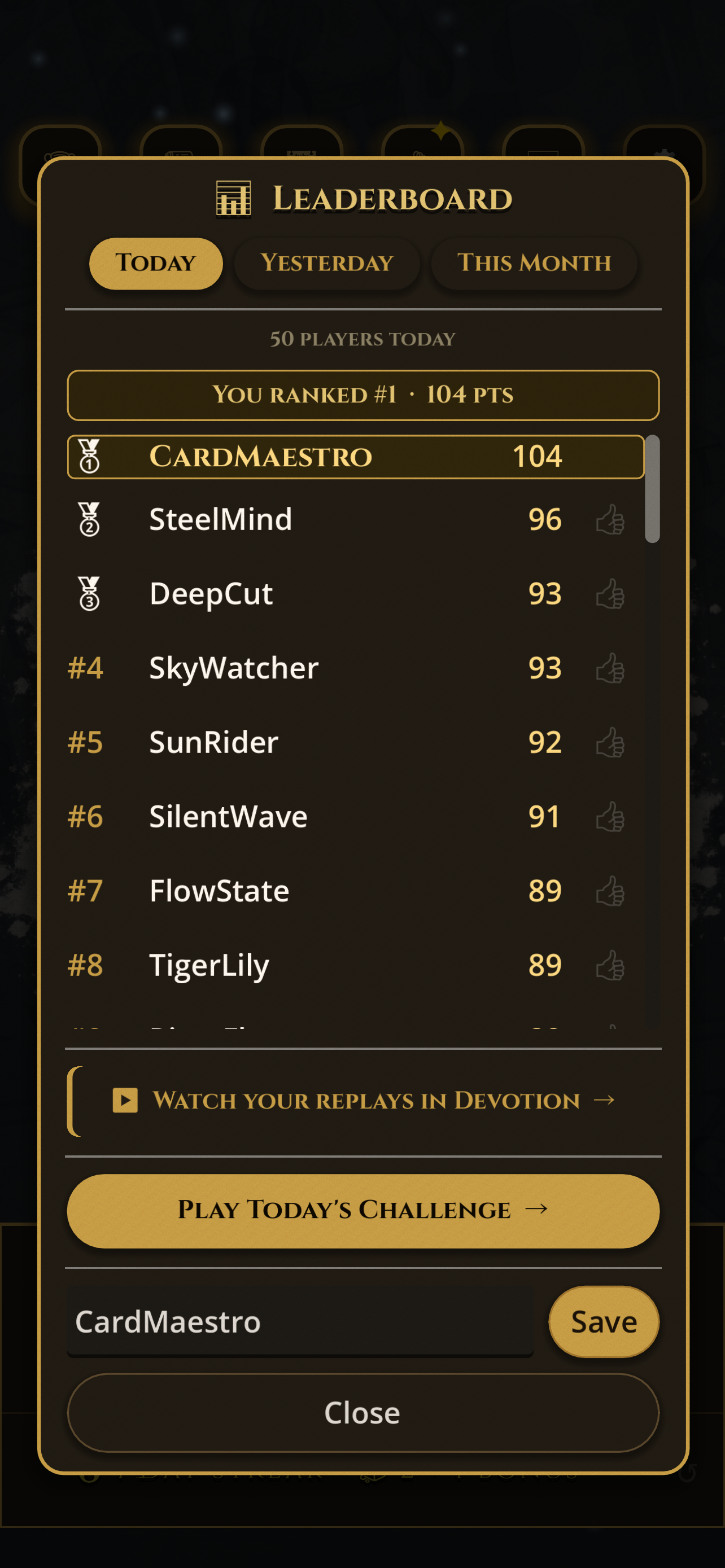 Kazoku leaderboard